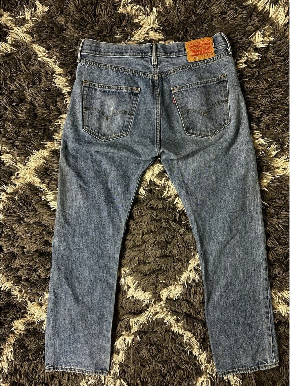 Vintage 90s Levi's 501 Button Fly Straight Leg Denim Jeans Blue Mens 34x32